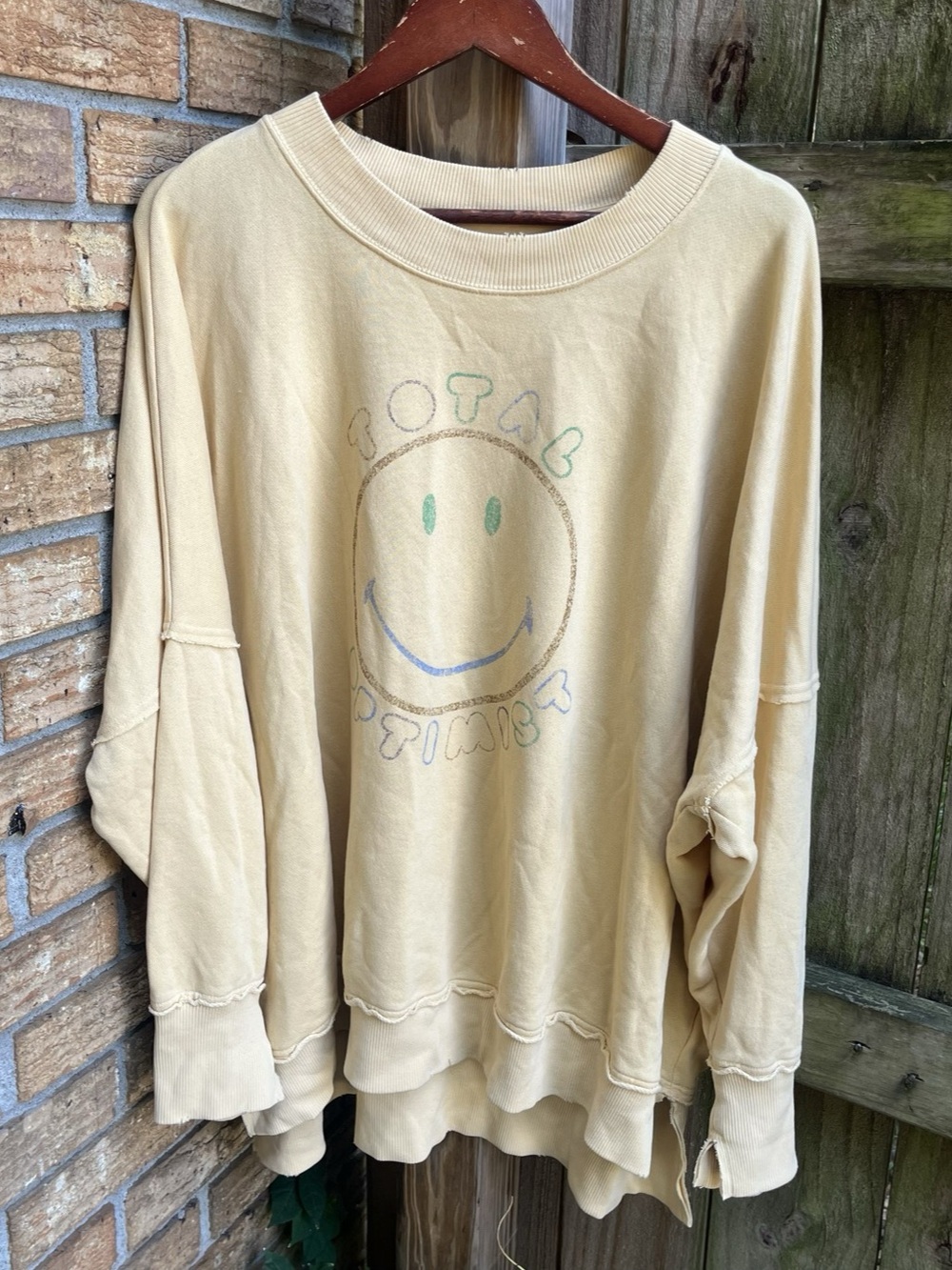 Aerie Total Optimist Yellow Oversized Crewneck Sweatshirt